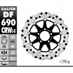 DF690CRWD - DISCO FRENO FLOTTANTE WAVE SCANALATO DESTRA (C. ALU.) 310x5mm SUZUKI GSXR 750/1100 RANURADO ANTERIORE