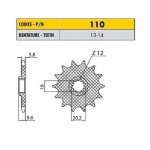 11014 - Pignone in Acciaio Sunstar Passo 420 con 14 denti