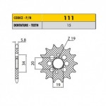 11115 - Pignone in Acciaio Sunstar Passo 420 con 15 denti