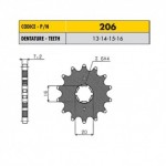 20614 - Pignone in Acciaio Sunstar Passo 428 con 14 denti