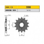 22014 - Pignone in Acciaio Sunstar Passo 428 con 14 denti