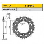 1-2449-51 - Corona in Acciaio Sunstar passo 428 con 51 denti