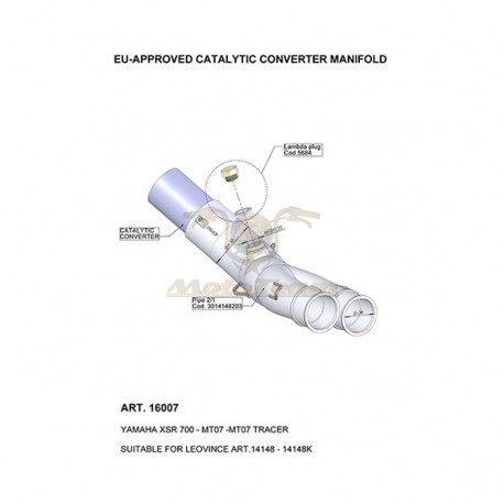 16007 - LEOVINCE EXHAUST MANIFOLD CATALYTIC CONVERTER STAINLESS STEEL APPROVED
